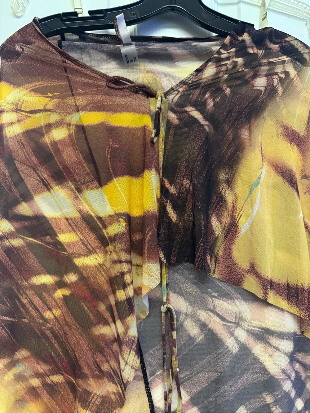 Abstract Tie-Dye Maxi Skirt in Yellow and Brown